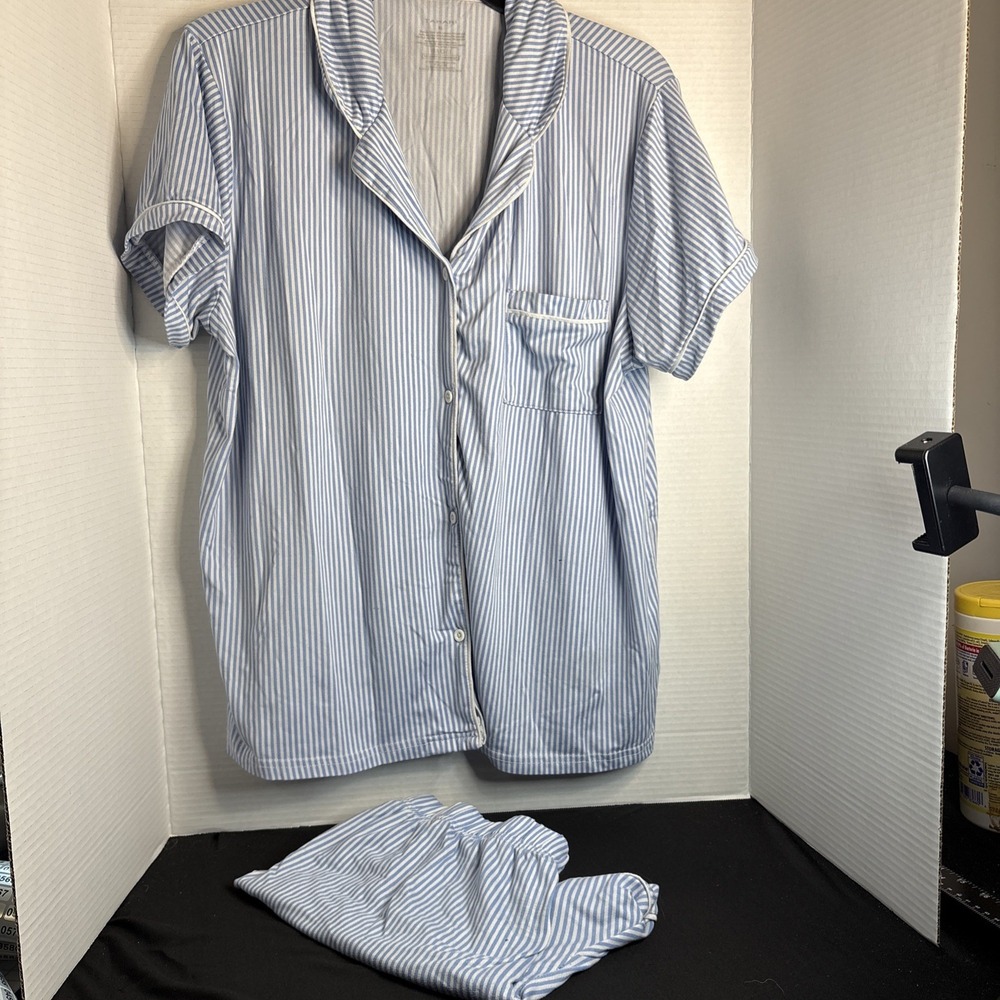 Tahari XL Pajama Shorts Shirt Set Lounge Sexy striped